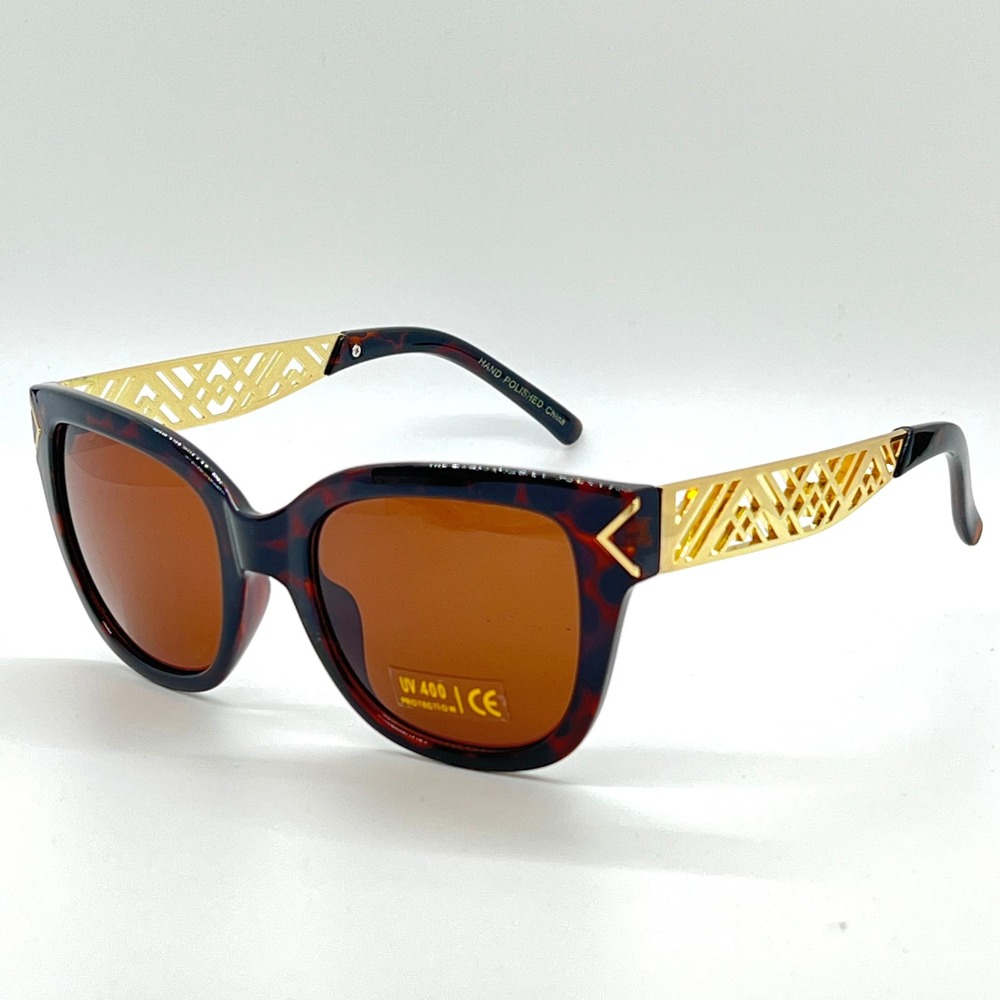 Tortoise‎ Sunglasses Designer Gold Accent UV400 Protection Women Classic Luxury